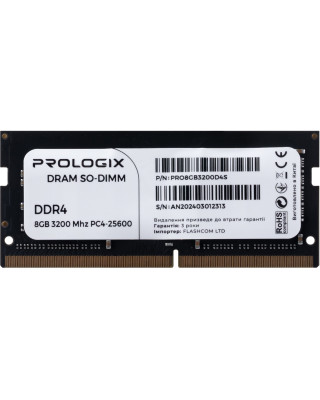 Модуль пам'яті Prologix SO-DIMM 8GB/3200 DDR4 (PRO8GB3200D4S)