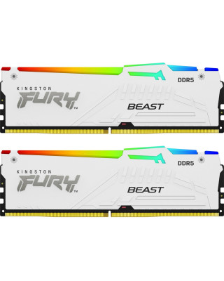 Модуль пам'яті KINGSTON 32Gb DDR5 6000MHz Fury Beast White RGB (2x16) EXPO+XMP