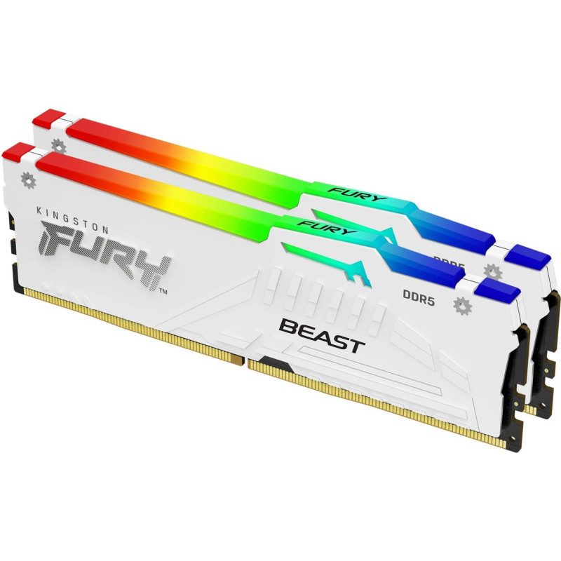 Модуль пам'яті KINGSTON 32Gb DDR5 6000MHz Fury Beast White RGB (2x16) EXPO+XMP