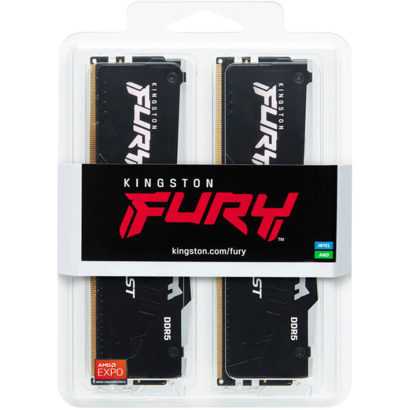 Модуль пам'яті Kingston Fury Beast DDR5-6400 RGB 65536MB PC5-51200 (Kit of 2x32768) Black (KF564C32BBEAK2-64)