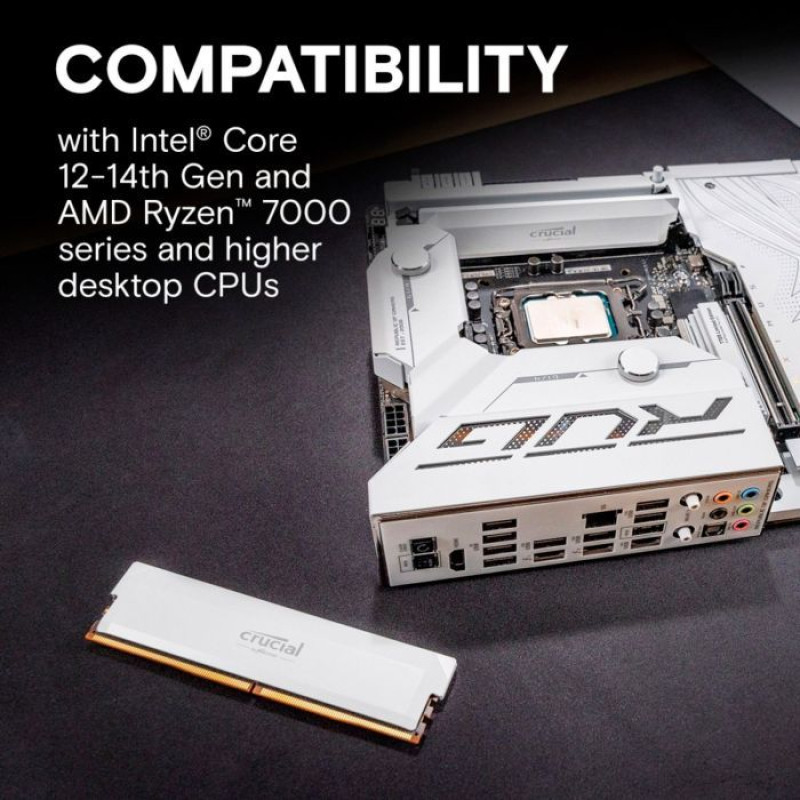 Модуль пам'яті Micron (Crucial) DDR5 16GB 6400 MHz Pro Overclocking White (CP16G64C38U5W)