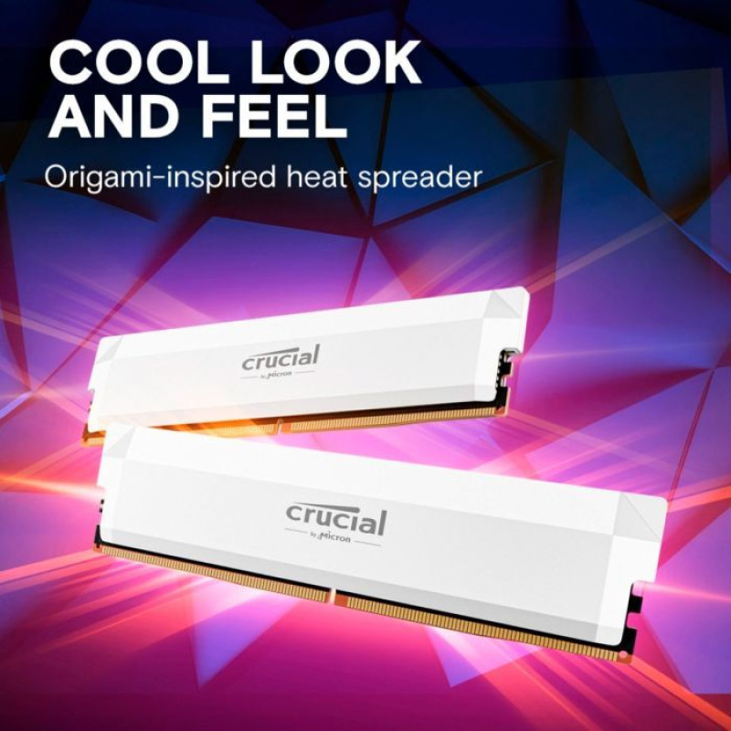 Модуль пам'яті Micron (Crucial) DDR5 16GB 6400 MHz Pro Overclocking White (CP16G64C38U5W)