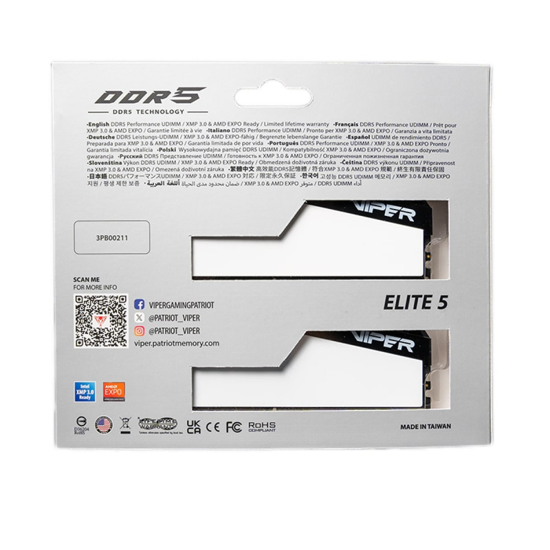 Модуль пам'яті Patriot DDR5 2x16GB/6400 Viper Elite 5 (VEB532G6432KW)