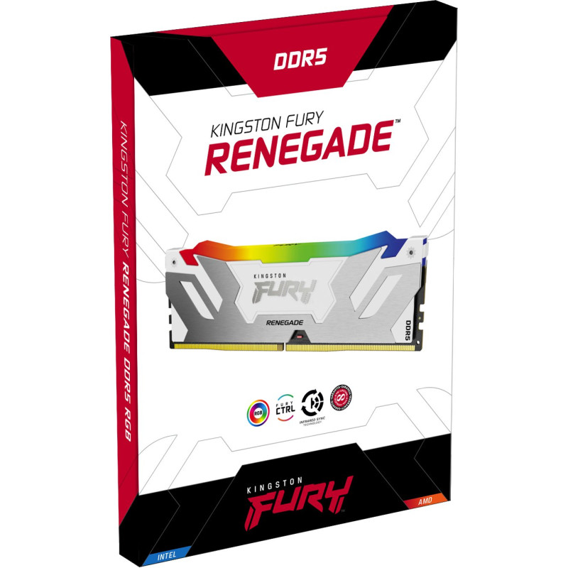 Модуль пам'яті Kingston DDR5 24GB FURY Renegade Silver/White RGB 8400Mhz (KF584CU40RWA-24)