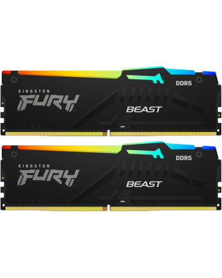 Модуль пам'яті Kingston Fury DDR5-5600 65536MB PC5-44800 (Kit of 2x32768) Beast RGB Black (KF556C40BB2AK2-64)
