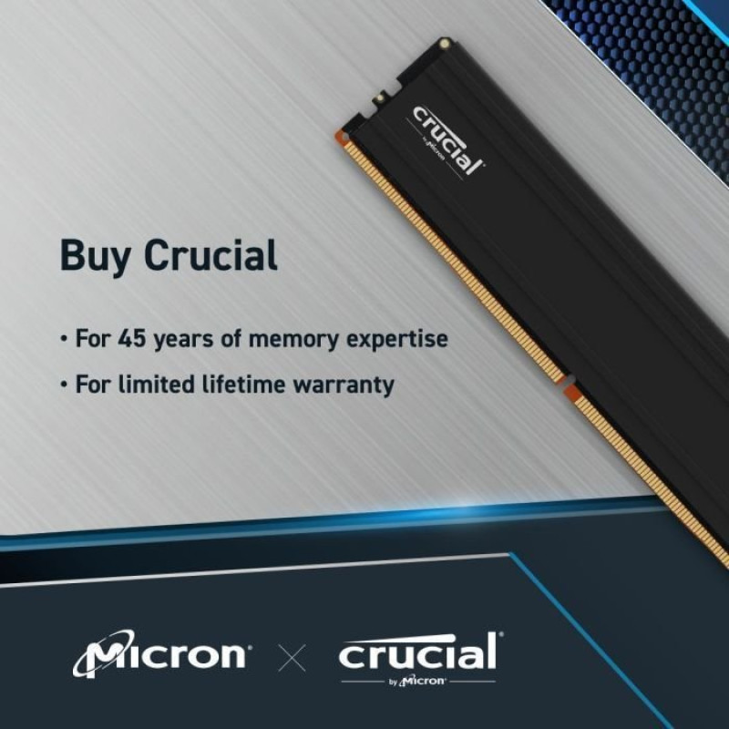 Модуль пам'яті Crucial 32 GB DDR5 5600 MHz Pro OC Gaming (CP32G60C40U5BT)