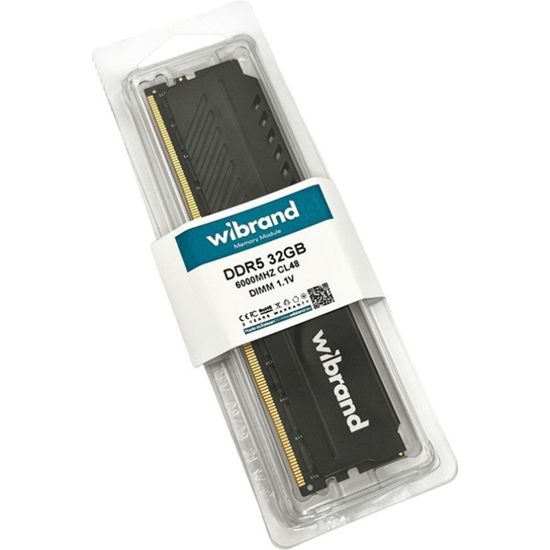 Модуль пам'яті Wibrand 32GB DDR5 PC5-48000 (6000 MHz) Heatsink Black (WI6000DDR5D/32GB)