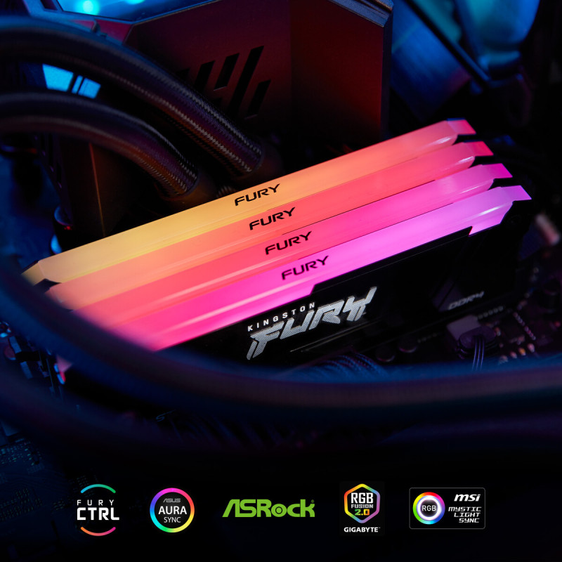Модуль пам'яті Kingston DDR5 16GB (2x8GB) 3200 MHz Beast RGB Fury (ex. HyperX) (KF432C16BB2AK2/16)