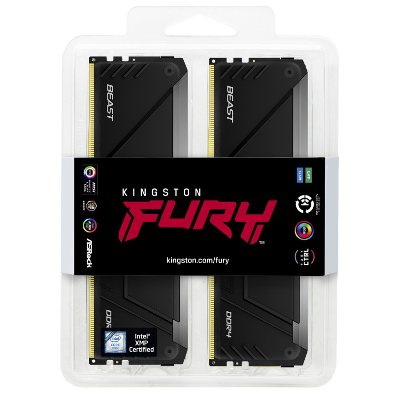 Модуль пам'яті Kingston DDR4 32GB (2x16GB) 3200 MHz Beast RGB Black Fury (ex. HyperX) (KF432C16BB12AK2/32WP)