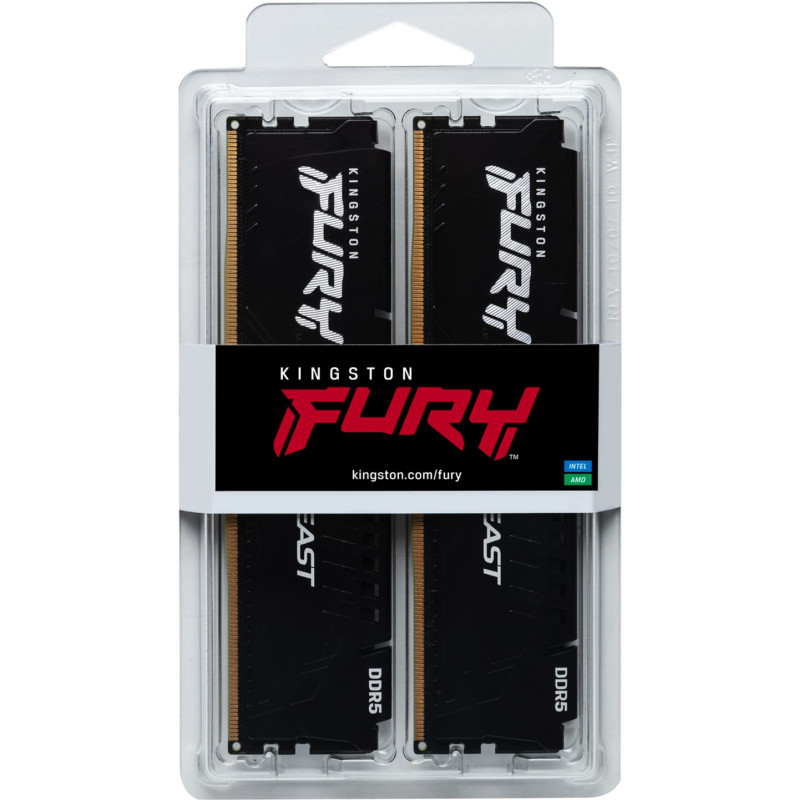 Модуль пам'яті Kingston DDR5 16GB (2x8GB) 5600 МГц Beast Black Fury (ex.HyperX) (KF556C40BBK2-16)