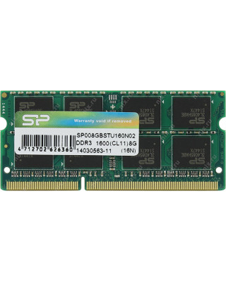 Модуль пам'яті Silicon Power SoDIMM DDR3 8GB 1600MHz (SP008GBSTU160N02)