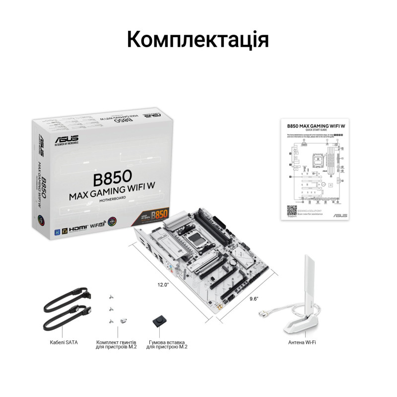 Материнська плата Asus B850 MAX Gaming WiFi W