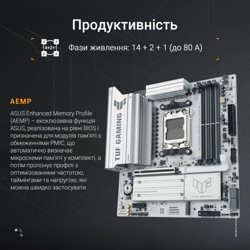 Материнська плата ASUS TUF GAMING B850M-PLUS WIFI7 W