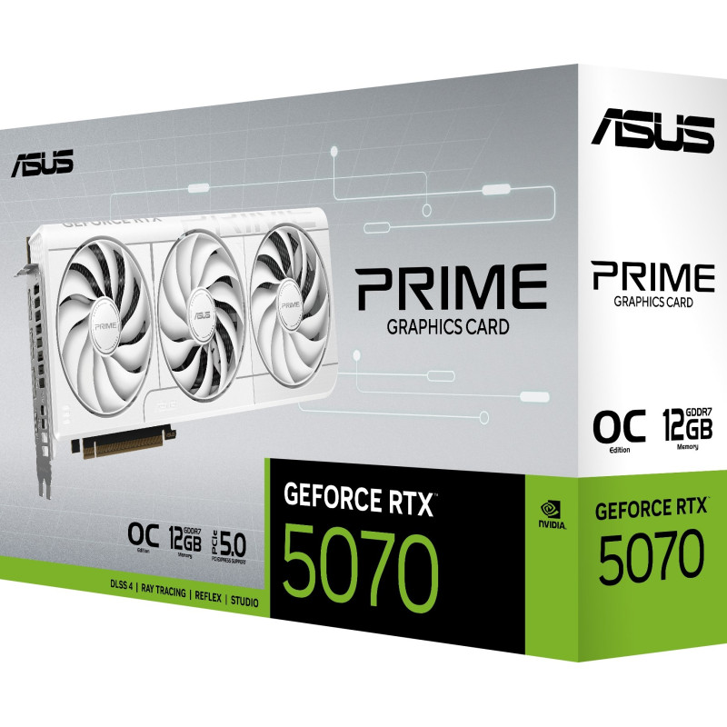 Відеокарта ASUS Nvidia GeForce RTX 5070 PRIME OC WHITE 12GB GDDR7 (PRIME-RTX5070-O12G-WHITE)