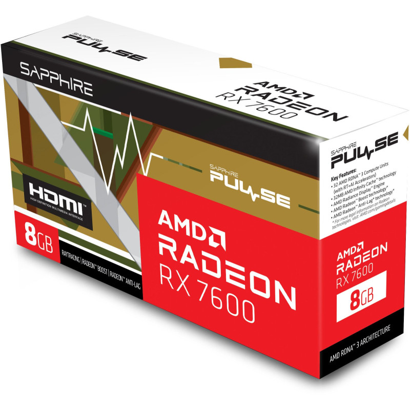 Відеокарта SAPPHIRE RX7600 8GB GDDR6 PULSE (11324-01-20G)