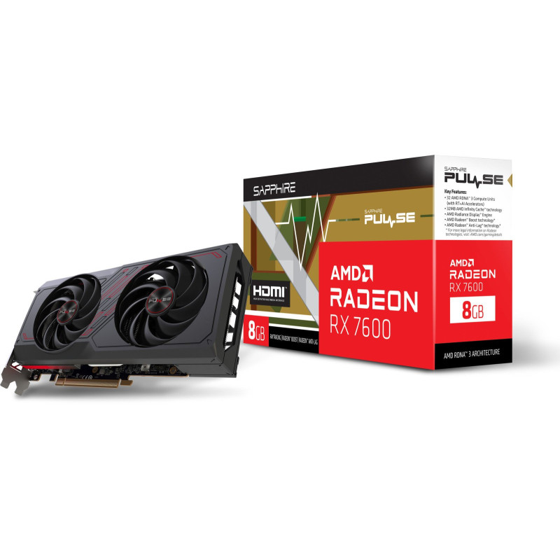 Відеокарта SAPPHIRE RX7600 8GB GDDR6 PULSE (11324-01-20G)