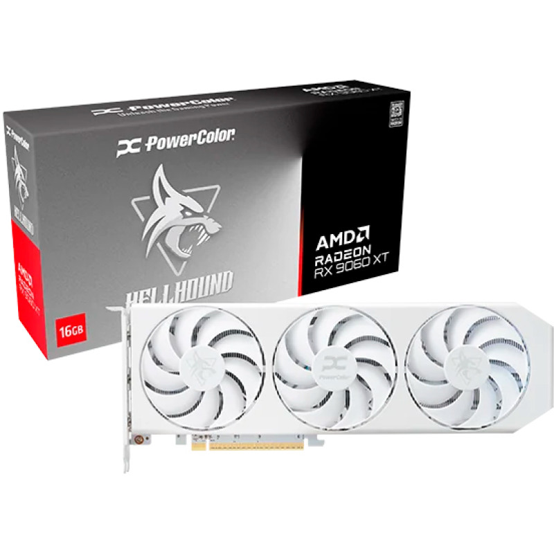 Відеокарта PowerColor RX 9060 XT 16GB GDDR6 Hellhound Spectral White (RX9060XT 16G-L/OC/WHITE)