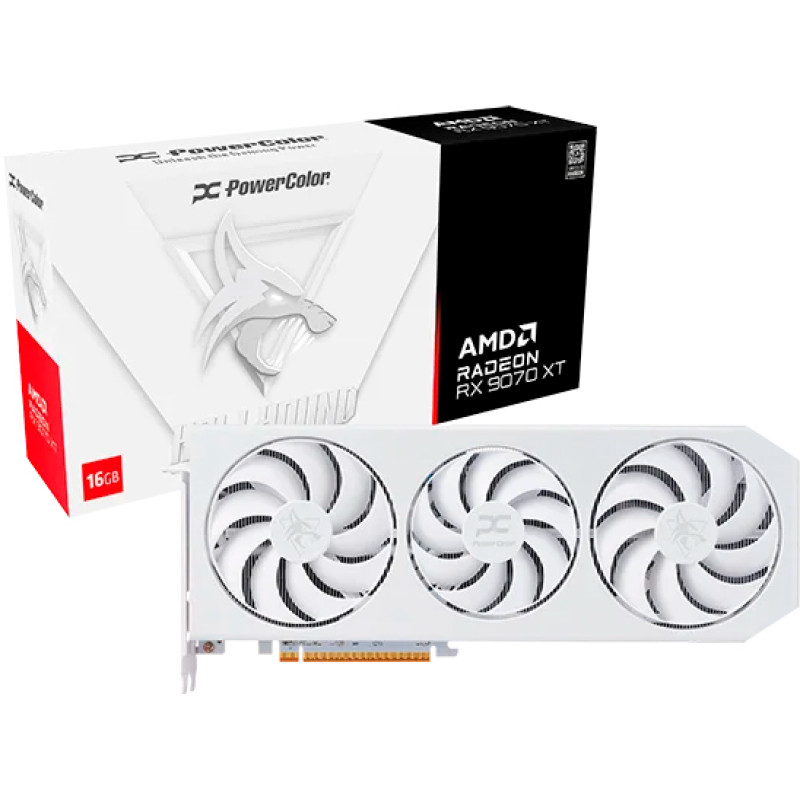 Відеокарта PowerColor RX 9070 XT 16GB GDDR6 Hellhound Spectral White (RX9070XT 16G-L/OC/WHITE)