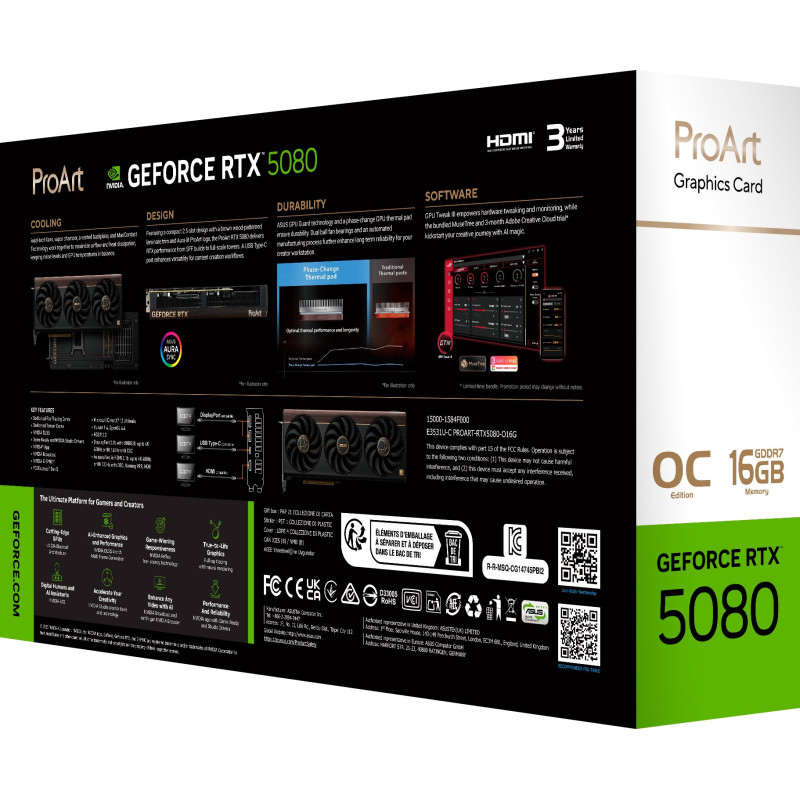 Відеокарта Asus GF RTX 5080 16GB GDDR7 ProArt OC (PROART-RTX5080-O16G)