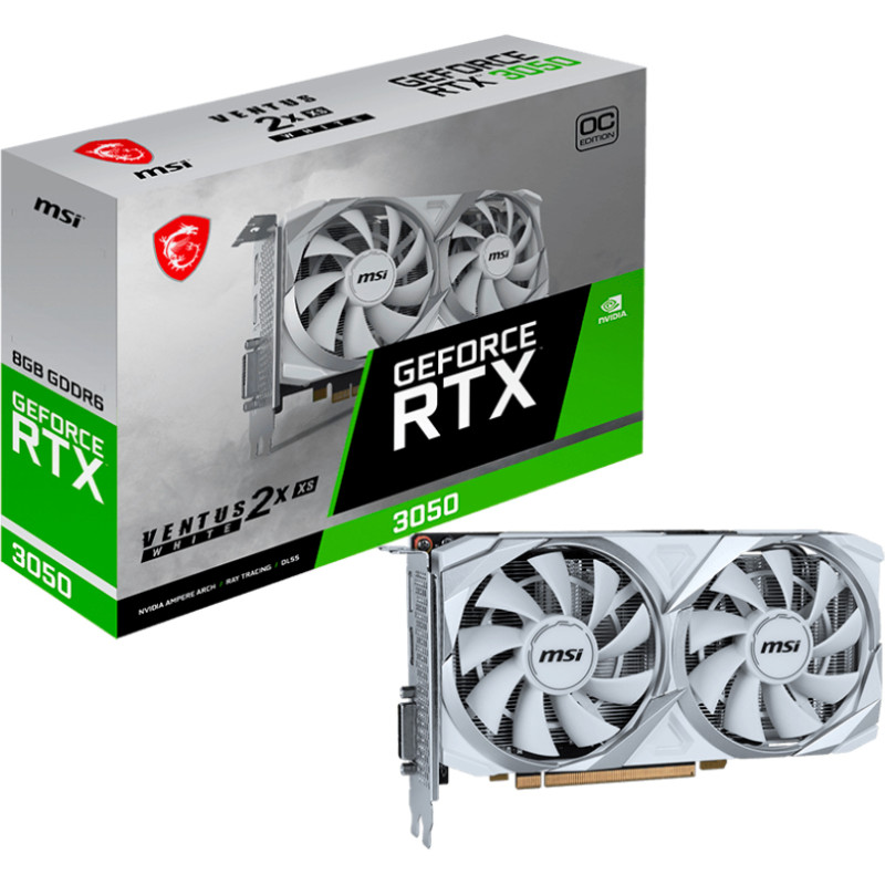 Відеокарта MSI GeForce RTX3050 8Gb VENTUS 2X XS WHITE OC (RTX 3050 VENTUS 2X XS WHITE 8G OC)