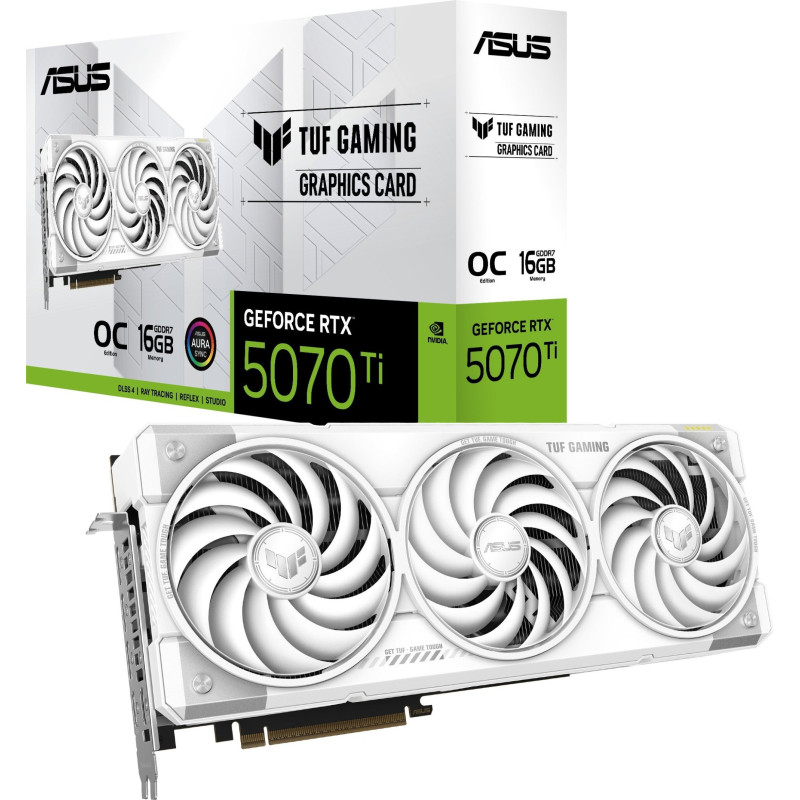 Відеокарта Asus GF RTX 5070 Ti 16GB GDDR7 TUF Gaming OC White (TUF-RTX5070TI-O16G-WHITE-GAMING)