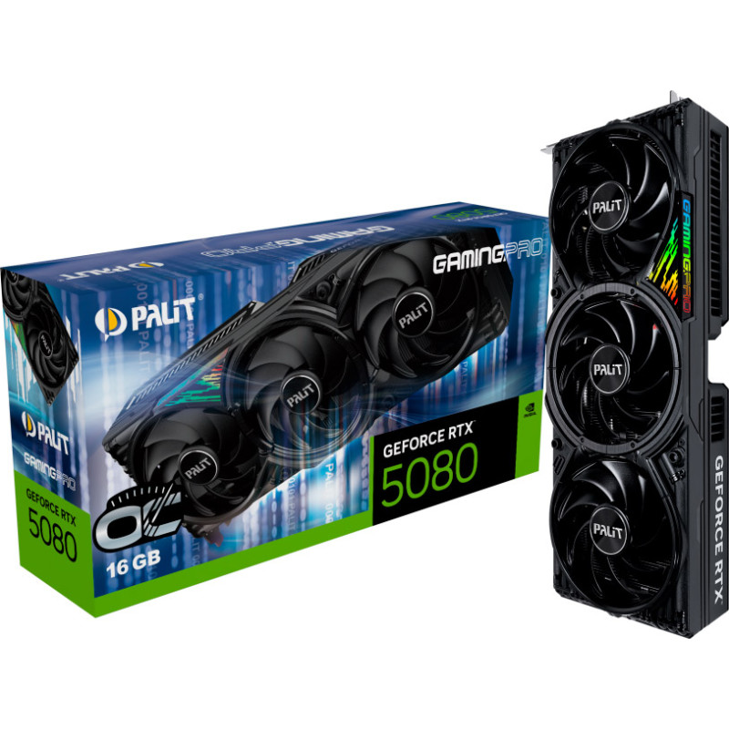 Відеокарта PALIT Nvidia GeForce RTX 5080 GamingPro OC 16GB GDDR7 (NE75080S19T2-GB2031A)