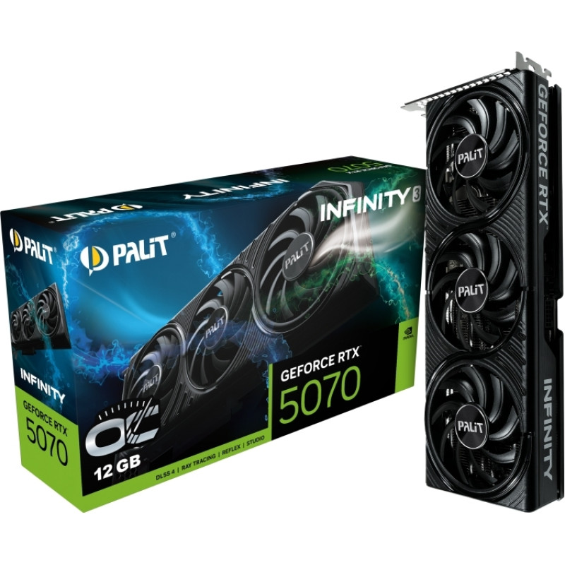 Відеокарта PALIT Nvidia GeForce RTX 5070 Infinity 3 OC 12GB GDDR7 (NE75070S19K9-GB2050S)
