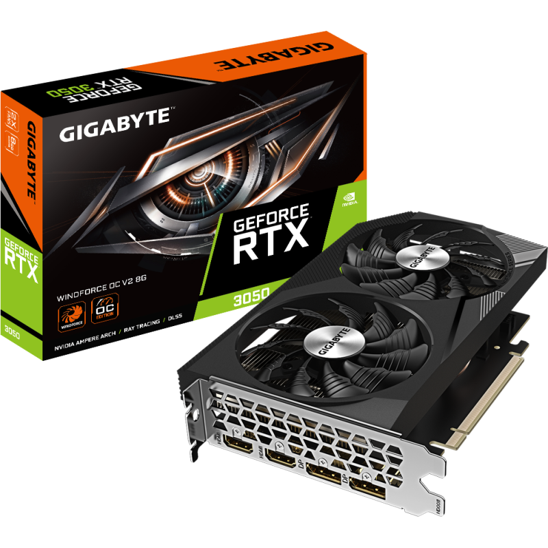 Відеокарта GIGABYTE GeForce RTX 3050 8GB WINDFORCE 2 (GV-N3050WF2V2-8GD)