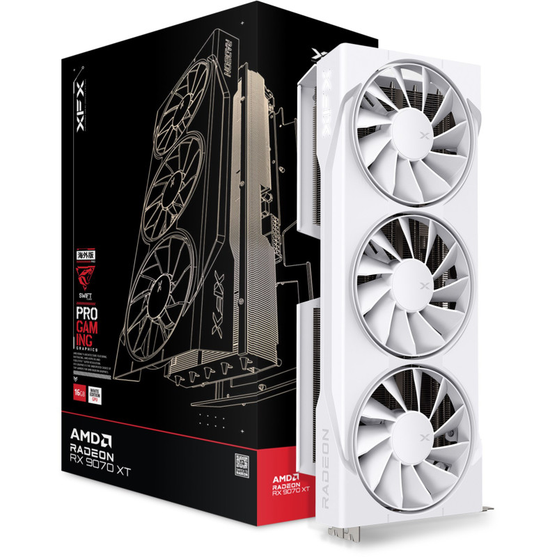 Відеокарта XFX RX 9070 XT 16GB Swift White Triple Fan Gaming Edition (RX-97TSWF3W9)