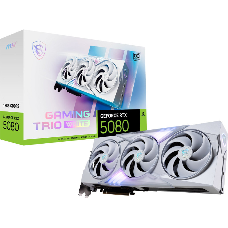 Відеокарта MSI GeForce RTX 5080 16GB GAMING TRIO OC WHITE