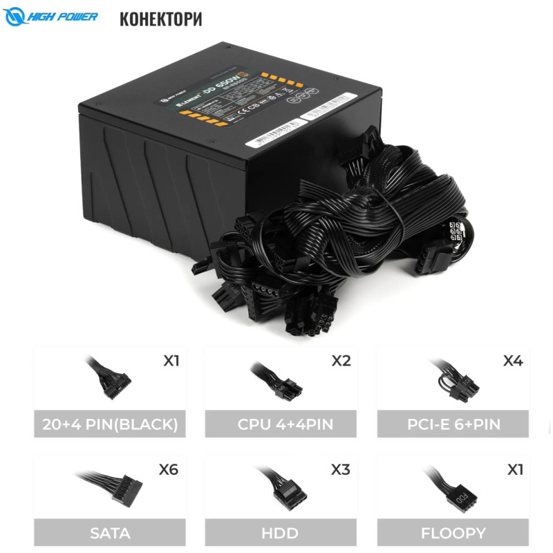 Блок живлення HighPower 650W 80+ Bronze (HP1-M650BR-H12S)