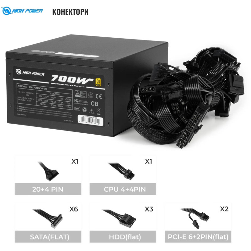 Блок живлення HighPower 700W 80+ GOLD (HP1-J700GD-F12S)