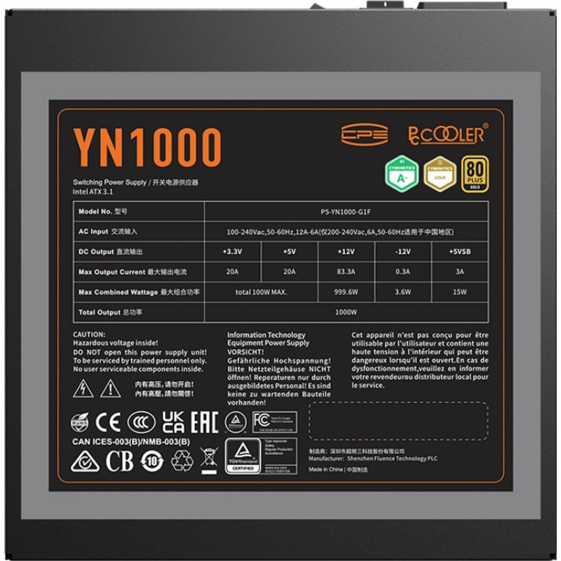 Блок живлення PcCooler YN1000 (P5-YN1000-G1FFBK1-EU)