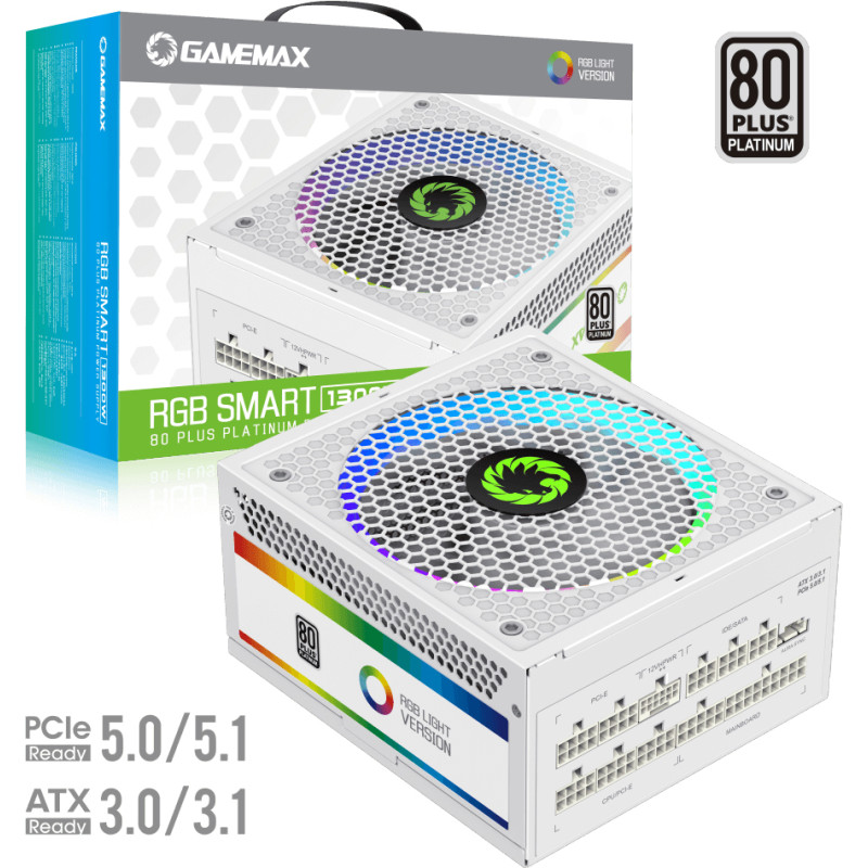 Блок живлення Gamemax 1300W RGB1300 WH (RGB-1300 WH (ATX3.0/3.1 PCIe5)) 