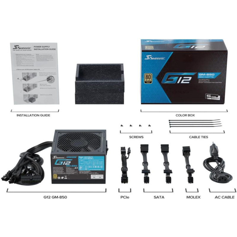 Блок живлення Seasonic 850W G12 GM-850 GOLD (A851GMAFH)