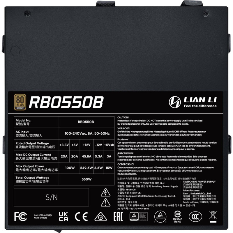 Блок живлення LIAN LI ATX 550W (G9P.RB0550B.B000.EU)