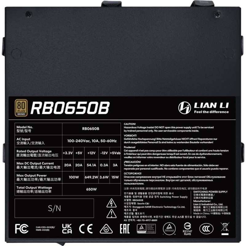 Блок живлення LIAN LI ATX 650W (G9P.RB0650B.B000.EU)