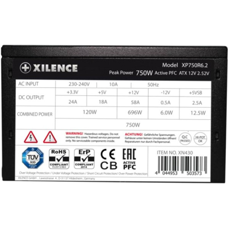 Блок живлення Xilence XP750R6.2 Performance C+ 120mm 80+ White 750W (XP750R6.2)
