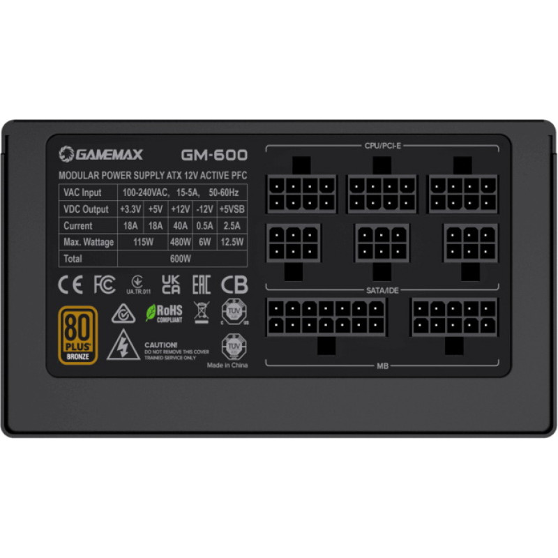 Блок живлення GAMEMAX GM-600 Modular