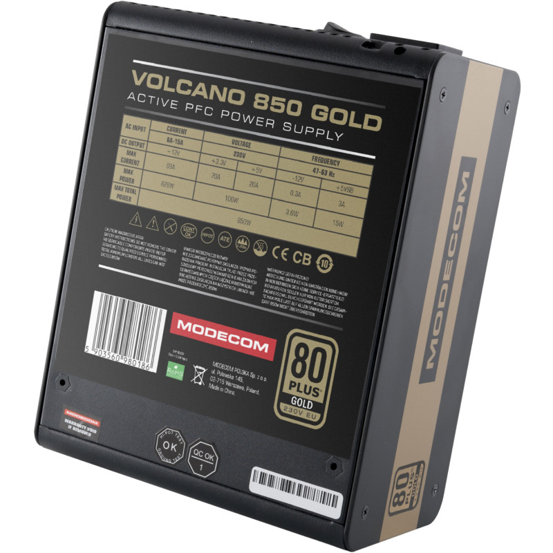 Блок живлення Modecom VOLCANO 850 GOLD (ZAS-MC92-SM-850-ATX-VOLCA)