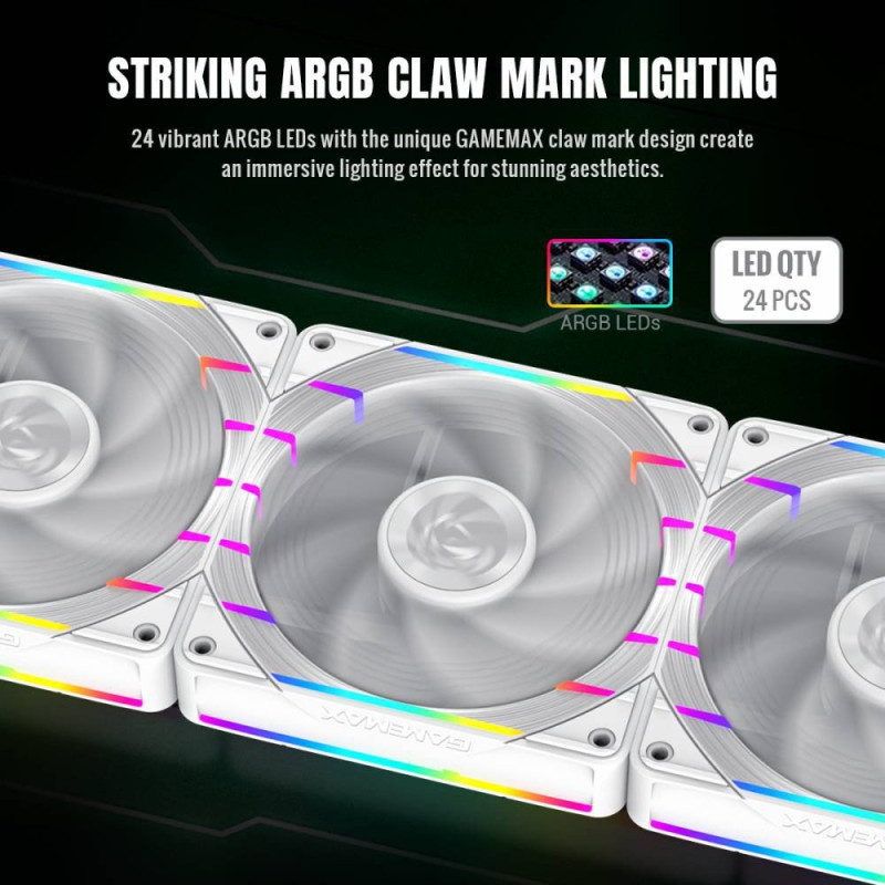 Кулер GameMax Tornado T12 ARGB-W