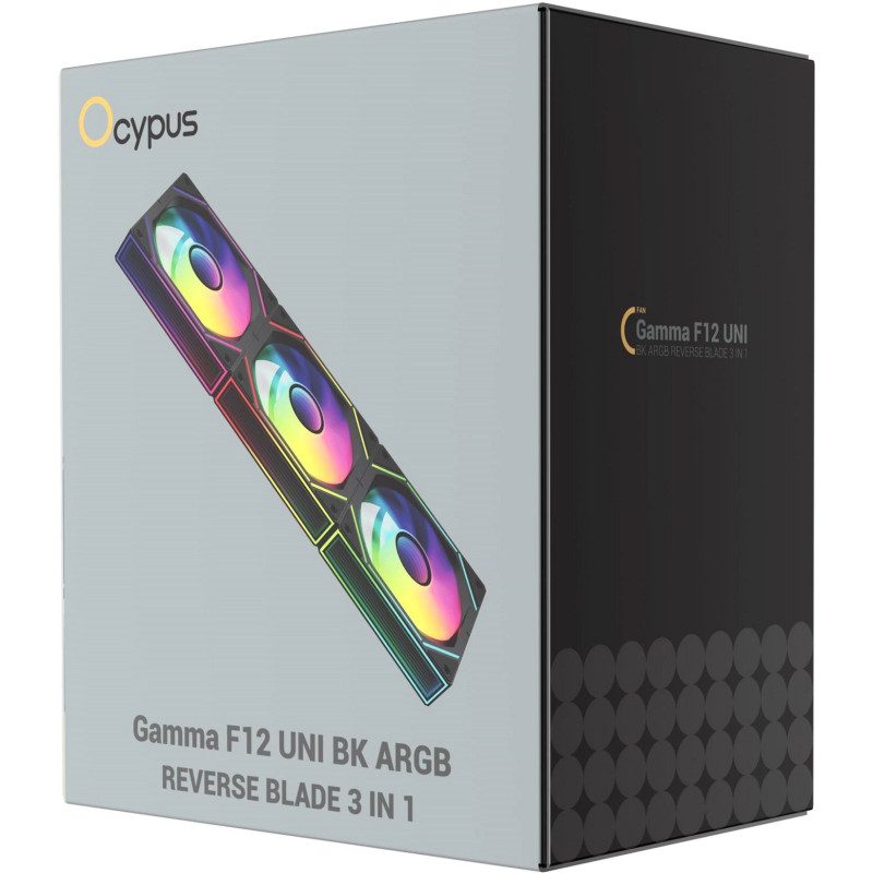 Кулер OCYPUS GAMMA F12 UNI BK ARGB REVERSE BLADE 3 IN 1 (GAMMA-F12-BK3AM01U-GL)