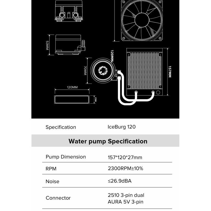 Водяне охолодження GameMax Iceburg 120 White