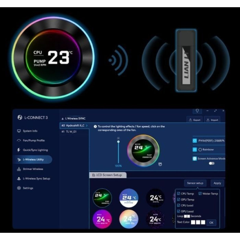 Система рідинного охолодження LIAN LI HydroShift II LCD-C 360TL Black (G89.GHS2LCD36TB.00)