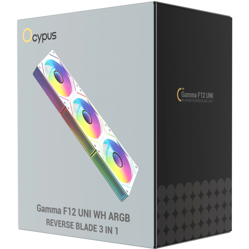 Кулер OCYPUS GAMMA F12 UNI WH ARGB REVERSE BLADE 3 IN 1 (GAMMA-F12-WH3AM01U-GL)