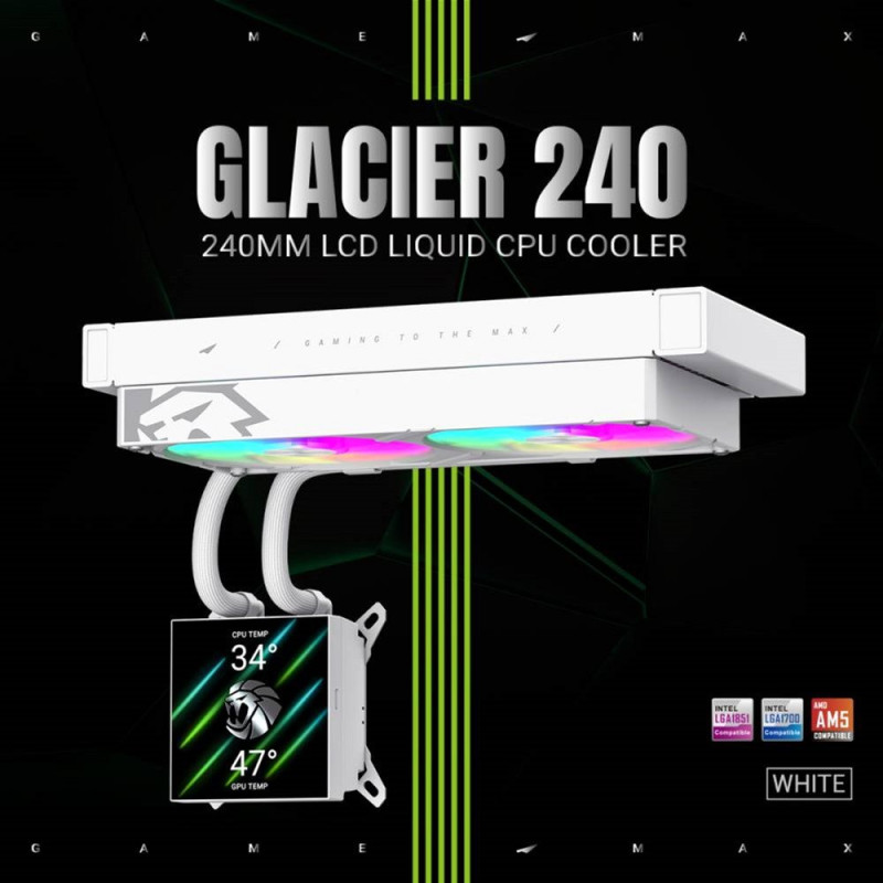 Водяне охолодження GameMax Glacier 240 LCD WH