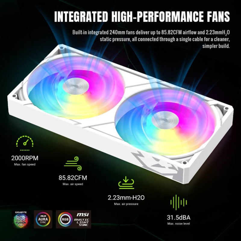 Водяне охолодження GameMax Glacier 240 LCD WH