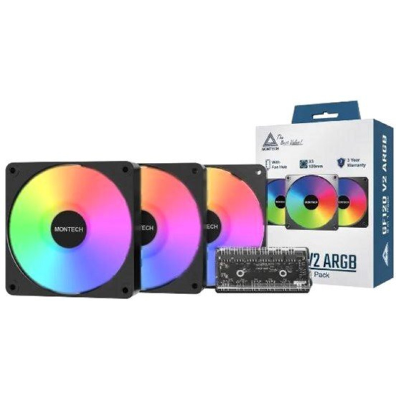 Кулер MONTECH GF120 V2 ARGB PWM 3I1(B)