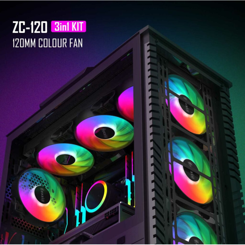 Кулер до корпусу Zezzio ZC-120 Colorful 3in1