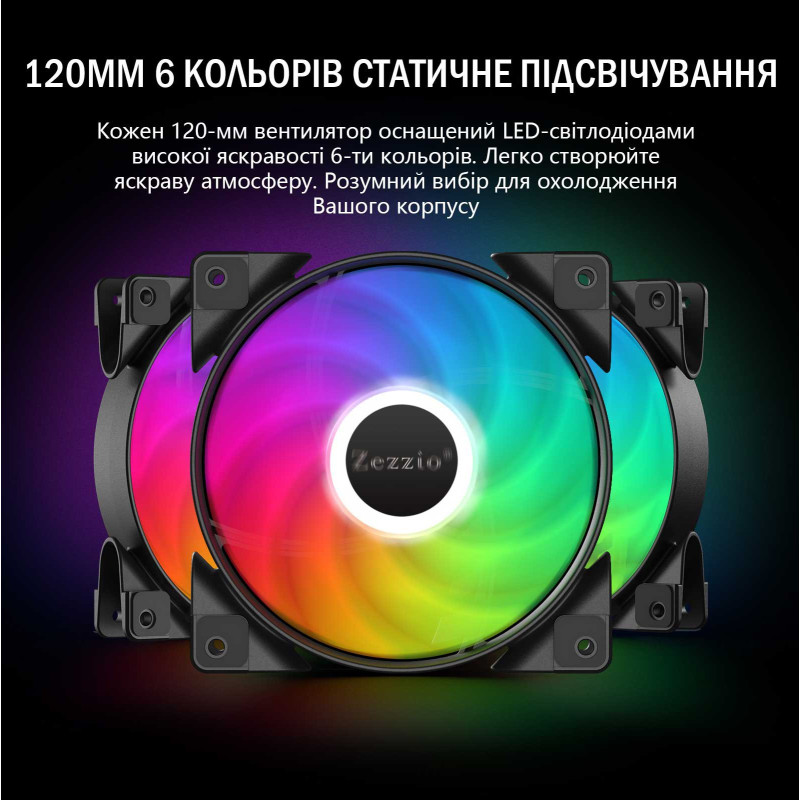 Кулер до корпусу Zezzio ZC-120 Colorful 3in1